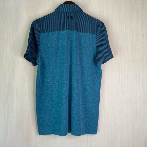 Under Armour Men’s Loose Heatgear Vanish Seamless Blocked Polo Shirt Blue Small - Picture 2 of 6
